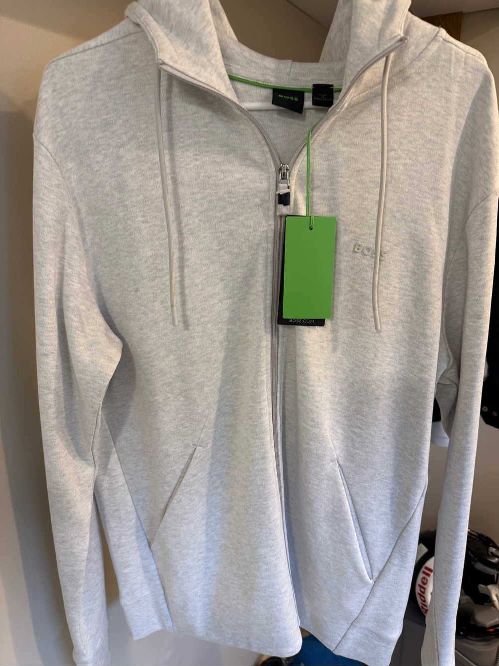 Hugo Boss Light Gray Full-Zip Hooded Sweater